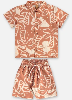 Up Baby - Conjunto Algodão Infantil Marrom - UP BABY