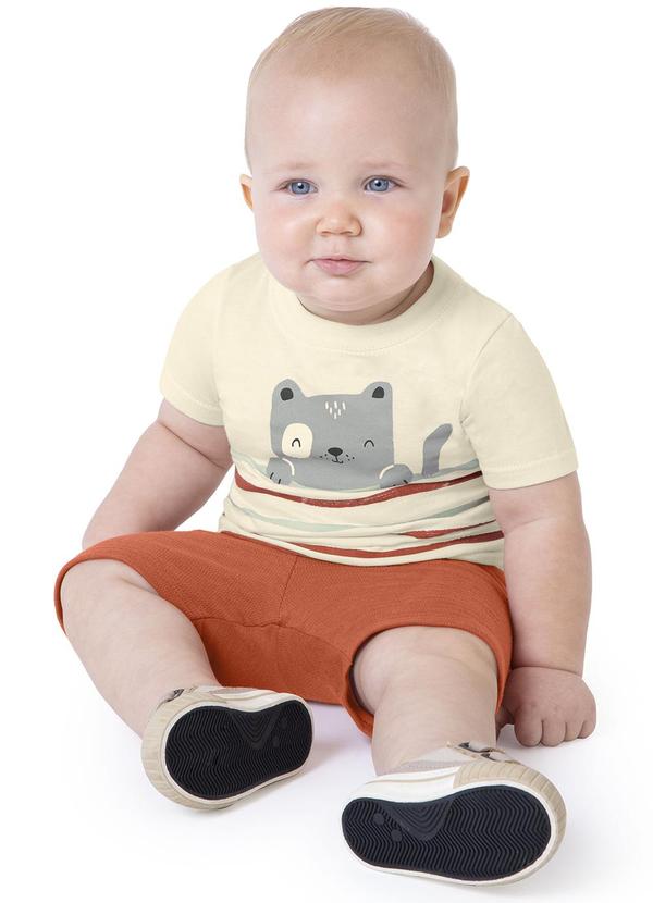 Malwee Kids - Conjunto Areia Gatinho com Moletinho Menino