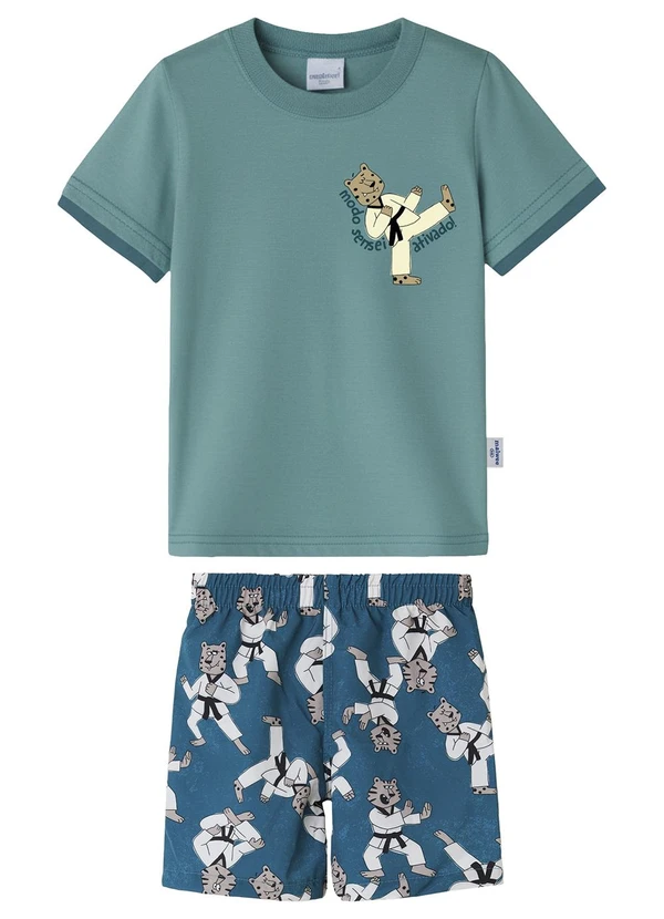 Malwee Kids - Conjunto Artes Marciais Microfibra Azul Petróleo