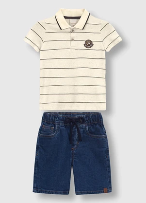 Carinhoso - Conjunto Authentic em Piquet Linho Branco - CARINHOSO
