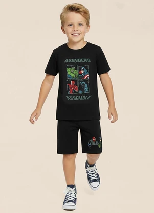 Malwee Kids - Conjunto Avengers Assemble Marvel® Preto - MALWEE KIDS