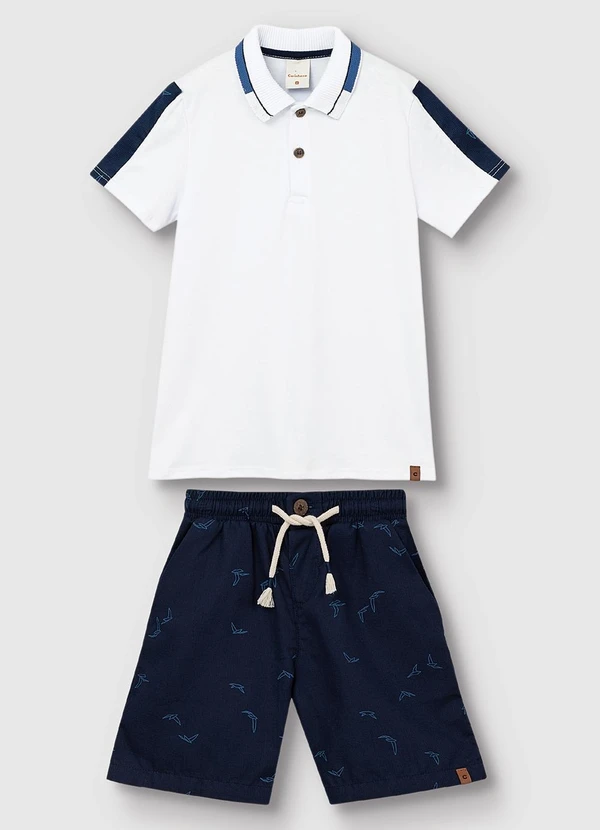 Carinhoso - Conjunto Aves em Algodão Maquinetado Branco