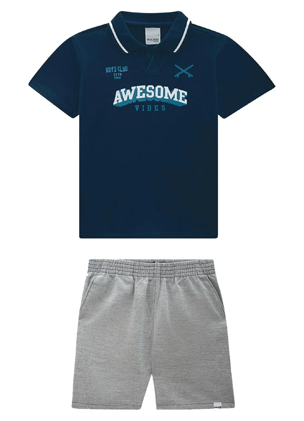 Malwee Kids - Conjunto Awesome Vibes Azul Marinho