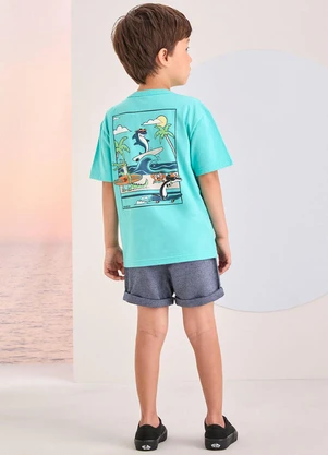 Youccie - Conjunto Azul Acqua Estampa Tropical Azul - YOUCCIE
