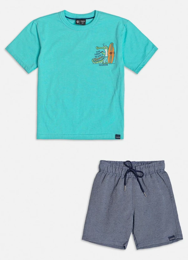 Youccie - Conjunto Azul Acqua Estampa Tropical Azul 3