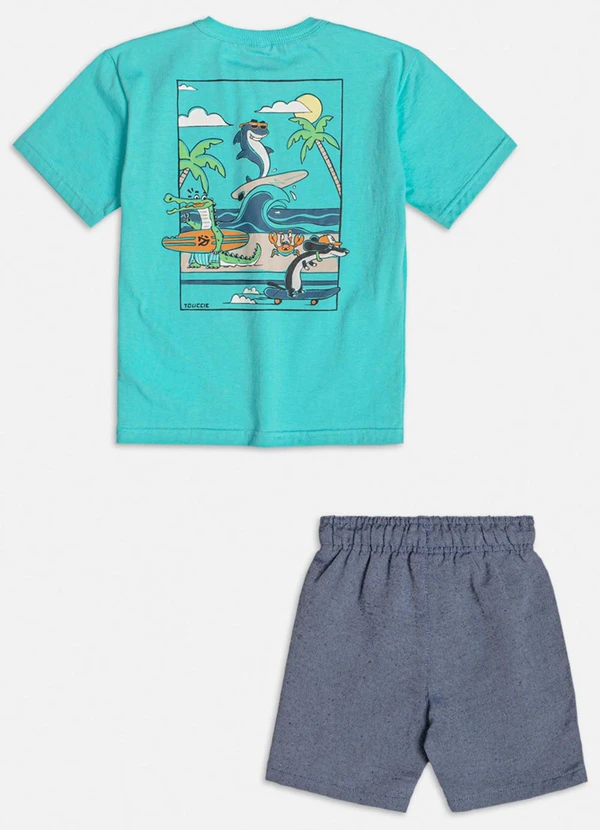 Youccie - Conjunto Azul Acqua Estampa Tropical Azul 4