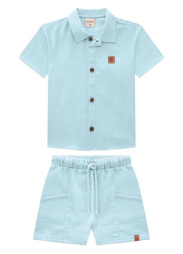 Carinhoso - Conjunto Azul Celeste Maquinetado Menino