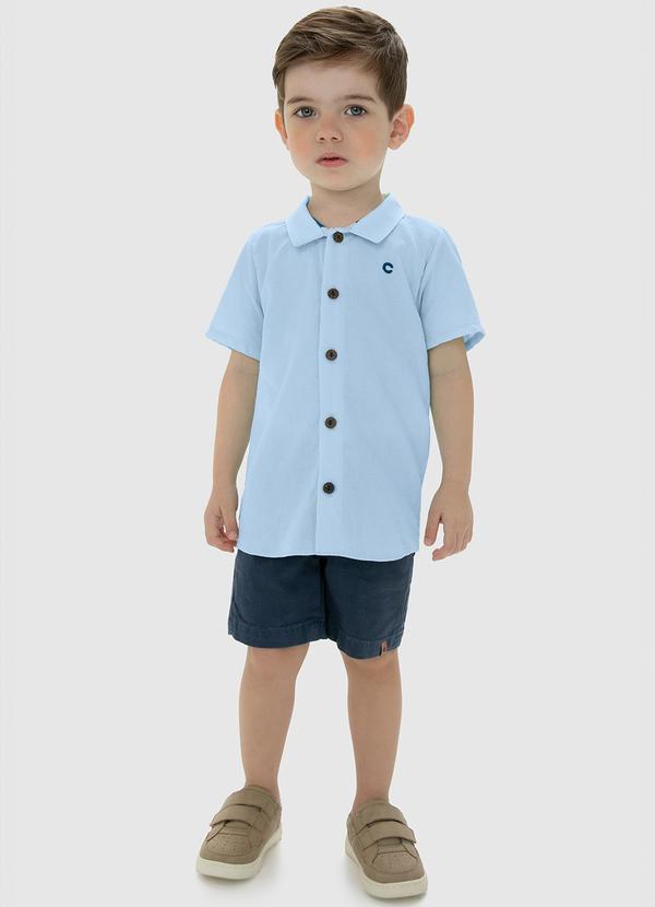 Carinhoso - Conjunto Azul Claro em Algodão com Bordado