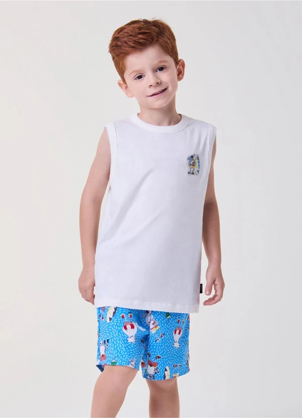 Bimbi - Conjunto Azul com Estampa de Tubarões Azul