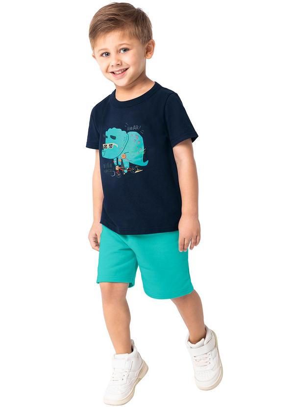 Malwee Kids - Conjunto Azul Dino Radical em Moletinho Menino