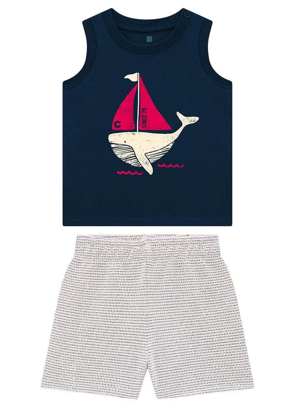 Carinhoso - Conjunto Azul Marinho Baleia Comfort Menino