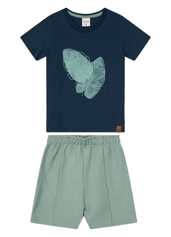 Carinhoso - Conjunto Azul Marinho Folhagem Moletom Menino 2