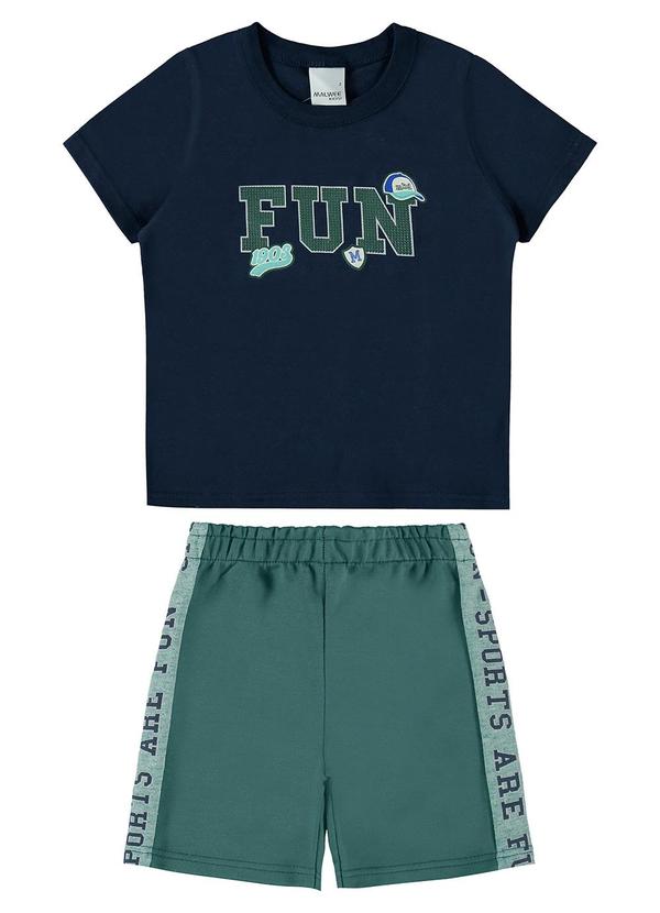 Malwee Kids - Conjunto Azul Marinho Fun em Moletinho Menino