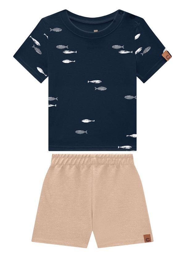 Carinhoso - Conjunto Azul Marinho Peixinhos com Moletom 2