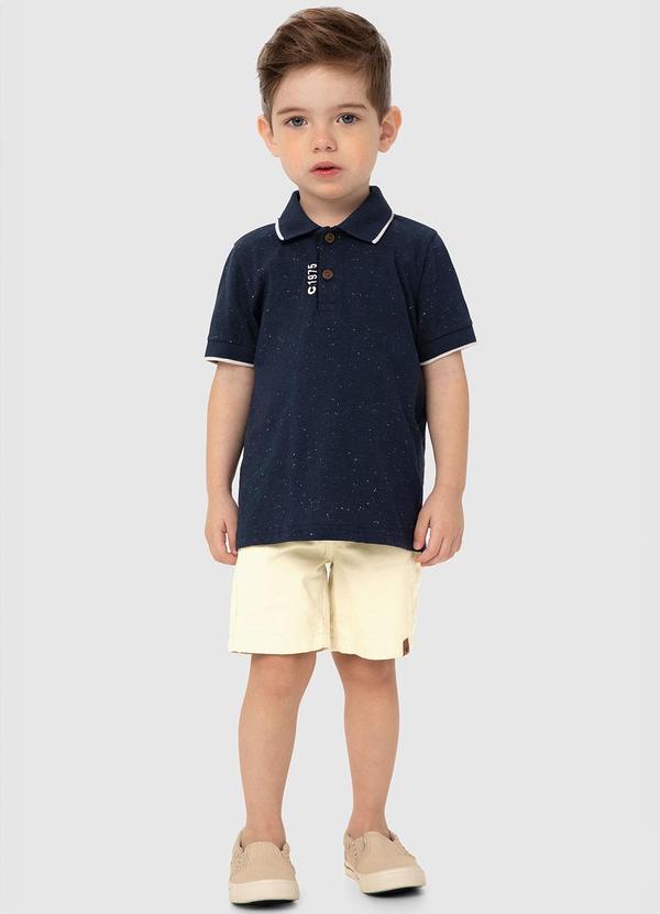 Carinhoso - Conjunto Azul Polo Botonê com Sarja