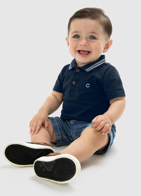 Carinhoso - Conjunto Azul Polo Jogger Menino
