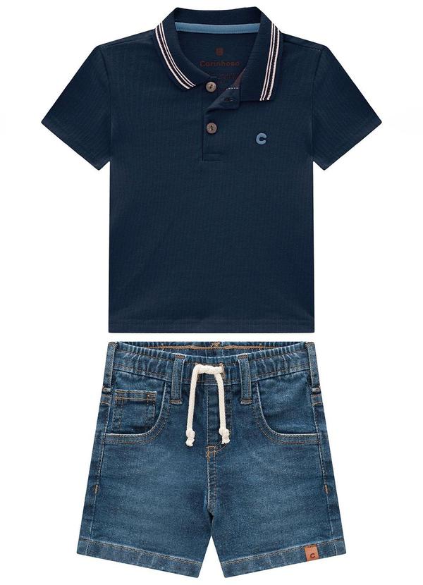 Carinhoso - Conjunto Azul Polo Jogger Menino