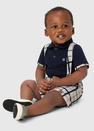 Carinhoso - Conjunto Azul Polo Xadrez Menino - CARINHOSO