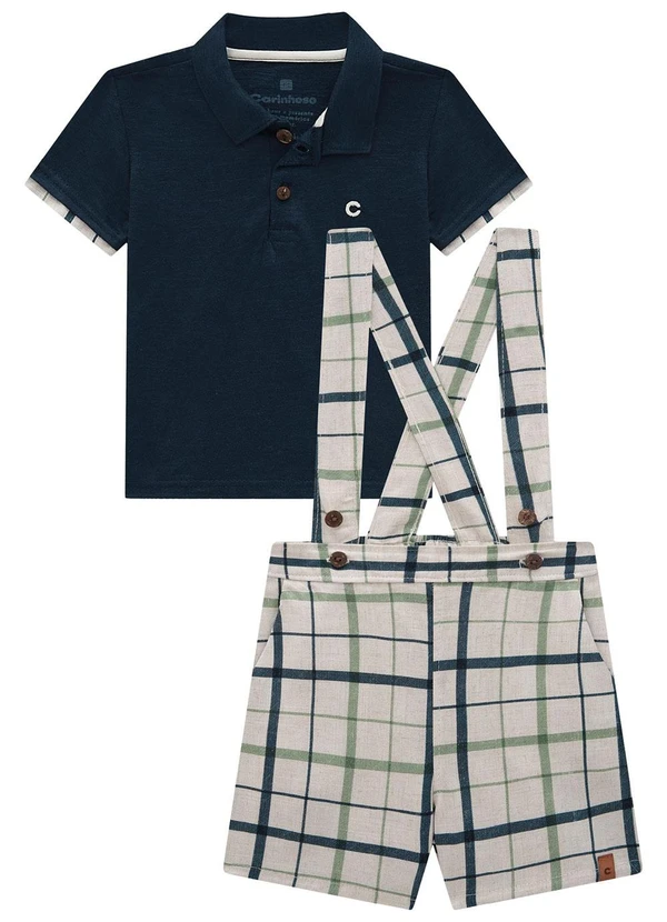 Carinhoso - Conjunto Azul Polo Xadrez Menino 2