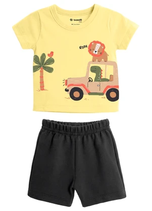 Brandili - Conjunto Baby Menino em Meia Malha de Sa Amarelo - BRANDILI