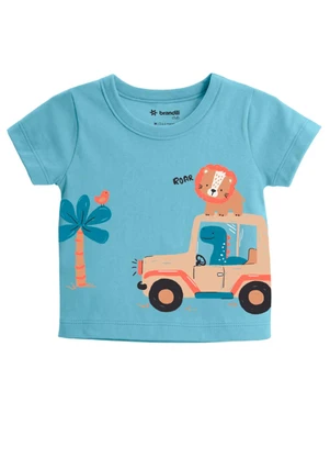 Brandili - Conjunto Baby Menino em Meia Malha de Safar Azul - BRANDILI