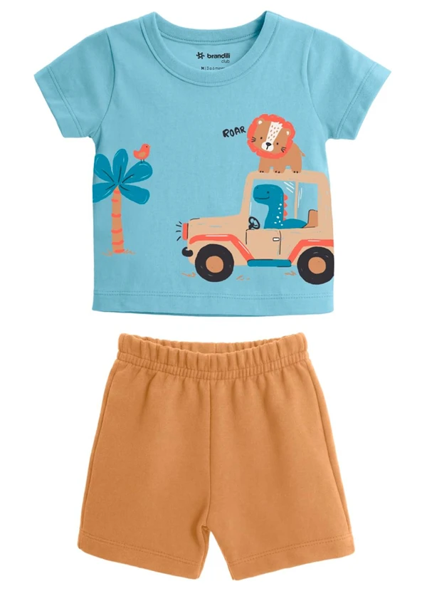 Brandili - Conjunto Baby Menino em Meia Malha de Safar Azul