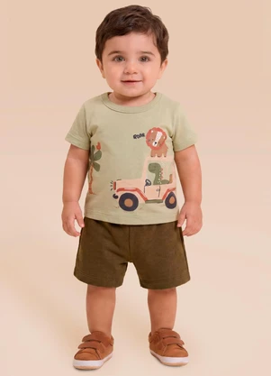 Brandili - Conjunto Baby Menino em Meia Malha de Safari - BRANDILI