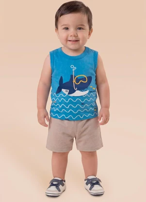 Brandili - Conjunto Baby Menino em Meia Malha de Tubarão - BRANDILI