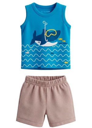 Brandili - Conjunto Baby Menino em Meia Malha de Tubarão - BRANDILI