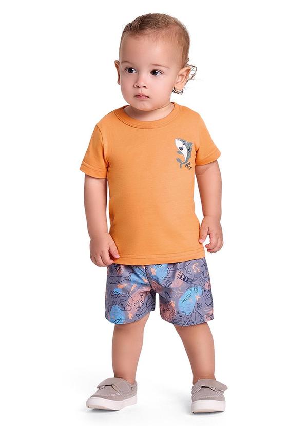 Alenice - Conjunto Baby Shark Meninos Laranja