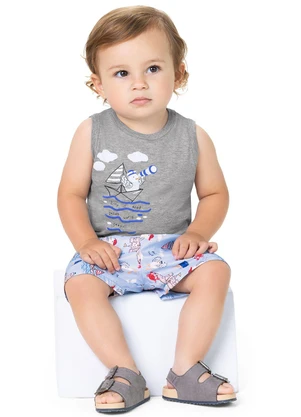 Outlet - Conjunto Barquinho Menino Cinza - OUTLET