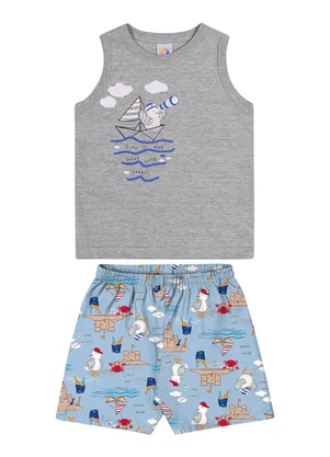 Outlet - Conjunto Barquinho Menino Cinza - OUTLET