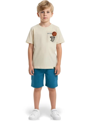 Malwee Kids - Conjunto Basquete com Bordado Off White - MALWEE KIDS
