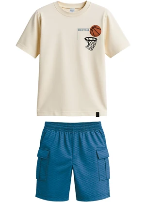 Malwee Kids - Conjunto Basquete com Bordado Off White - MALWEE KIDS