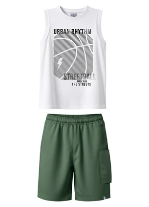 Malwee Kids - Conjunto Basquete com Moletinho Branco - MALWEE KIDS