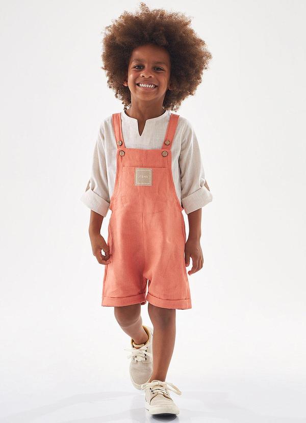 Up Baby - Conjunto Bata e Jardineira Menino Laranja