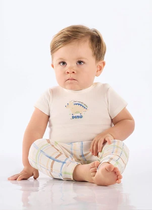 Up Baby - Conjunto Bebê Body e Calça Xadrez Branco - UP BABY