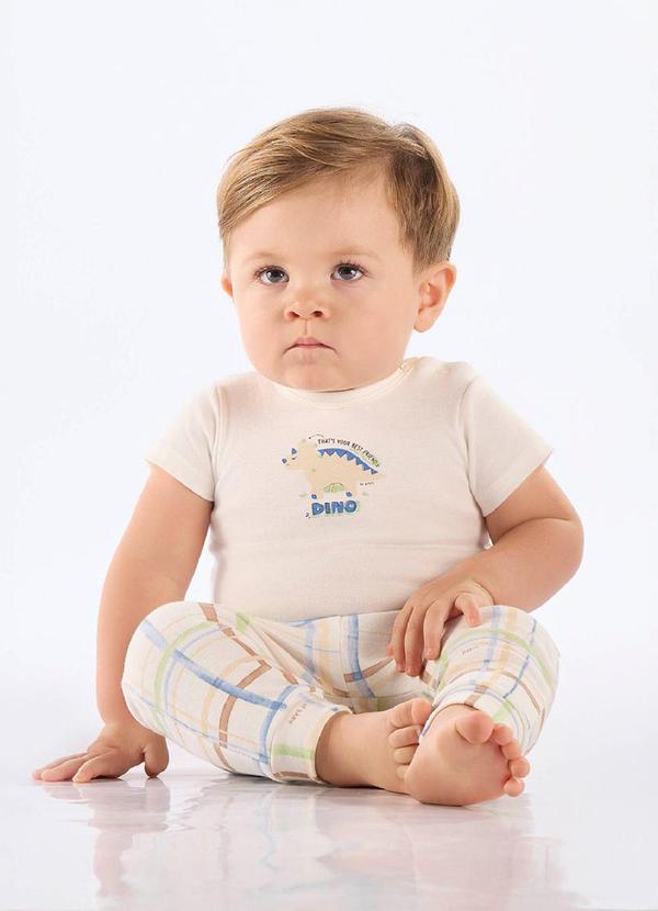 Up Baby - Conjunto Bebê Body e Calça Xadrez Branco