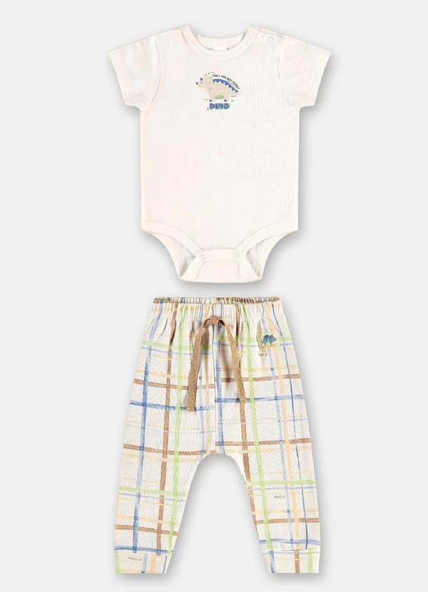 Up Baby - Conjunto Bebê Body e Calça Xadrez Branco 2