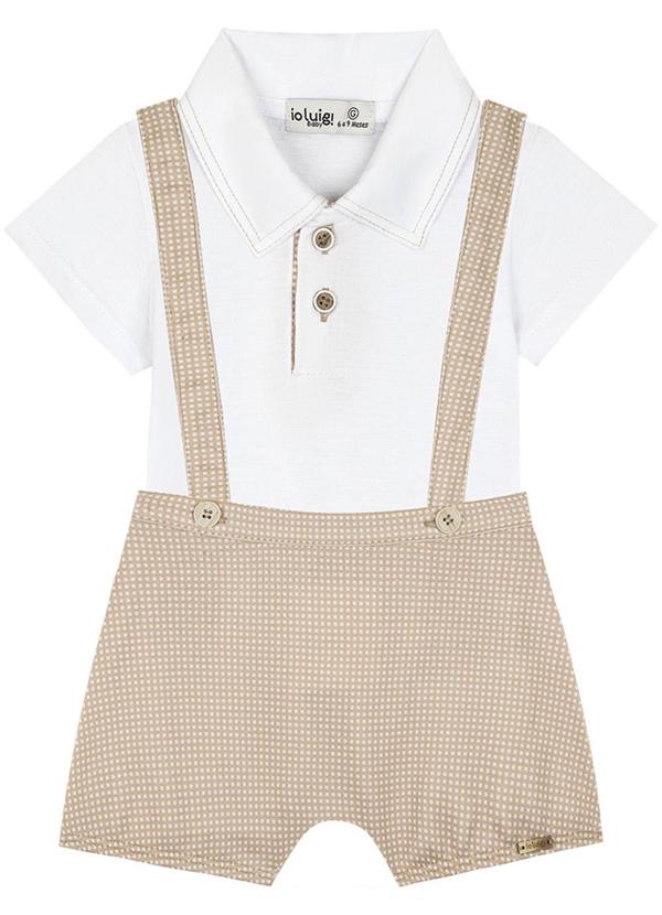 Ioluig - Conjunto Bebê Body e Jardineira Bee Honey Branco