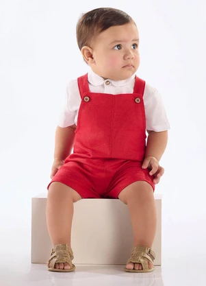 Up Baby - Conjunto Bebê Body e Jardineira Vermelho - UP BABY