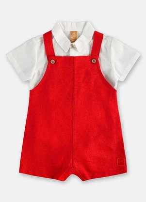 Up Baby - Conjunto Bebê Body e Jardineira Vermelho - UP BABY