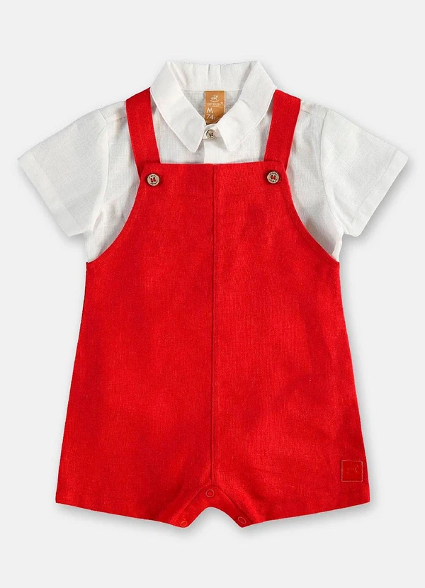 Up Baby - Conjunto Bebê Body e Jardineira Vermelho 2