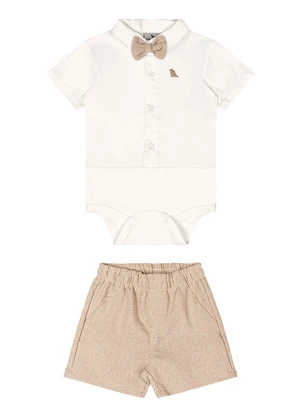 Quimby - Conjunto Bebê Body Gravata Bermuda Branco - QUIMBY