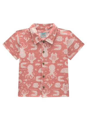 Marlan - Conjunto Bebê Camisa e Bermuda Sarja Laranja - MARLAN