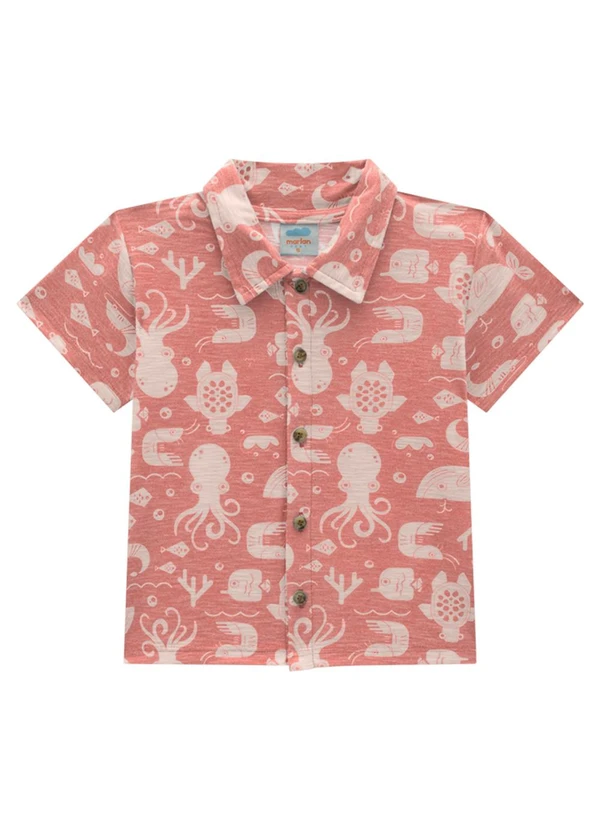 Marlan - Conjunto Bebê Camisa e Bermuda Sarja Laranja 2