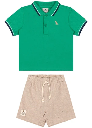 Quimby - Conjunto Bebê Camisa Polo Bermuda Verde - QUIMBY