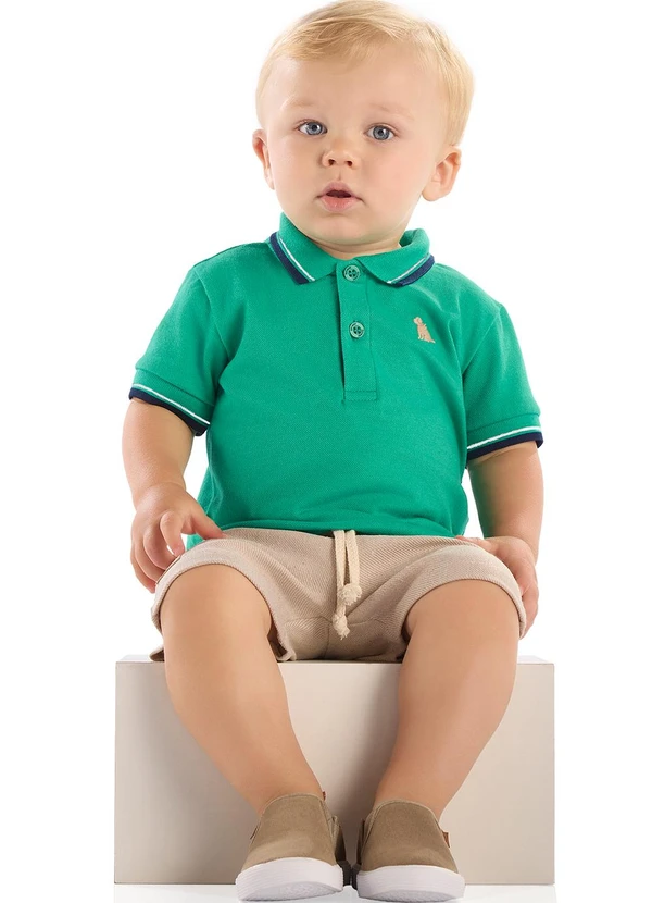 Quimby - Conjunto Bebê Camisa Polo Bermuda Verde