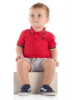 Quimby - Conjunto Bebê Camisa Polo Bermuda Vermelho - QUIMBY