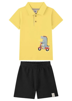 Marlan - Conjunto Bebê Camisa Polo e Bermuda Amarelo - MARLAN